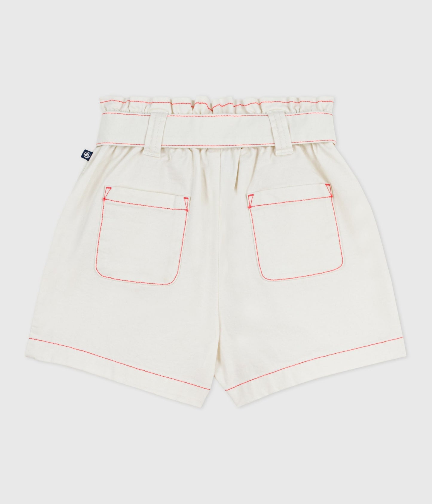 Shorts med bindebånd m/farvede syninger - Marshmallow white