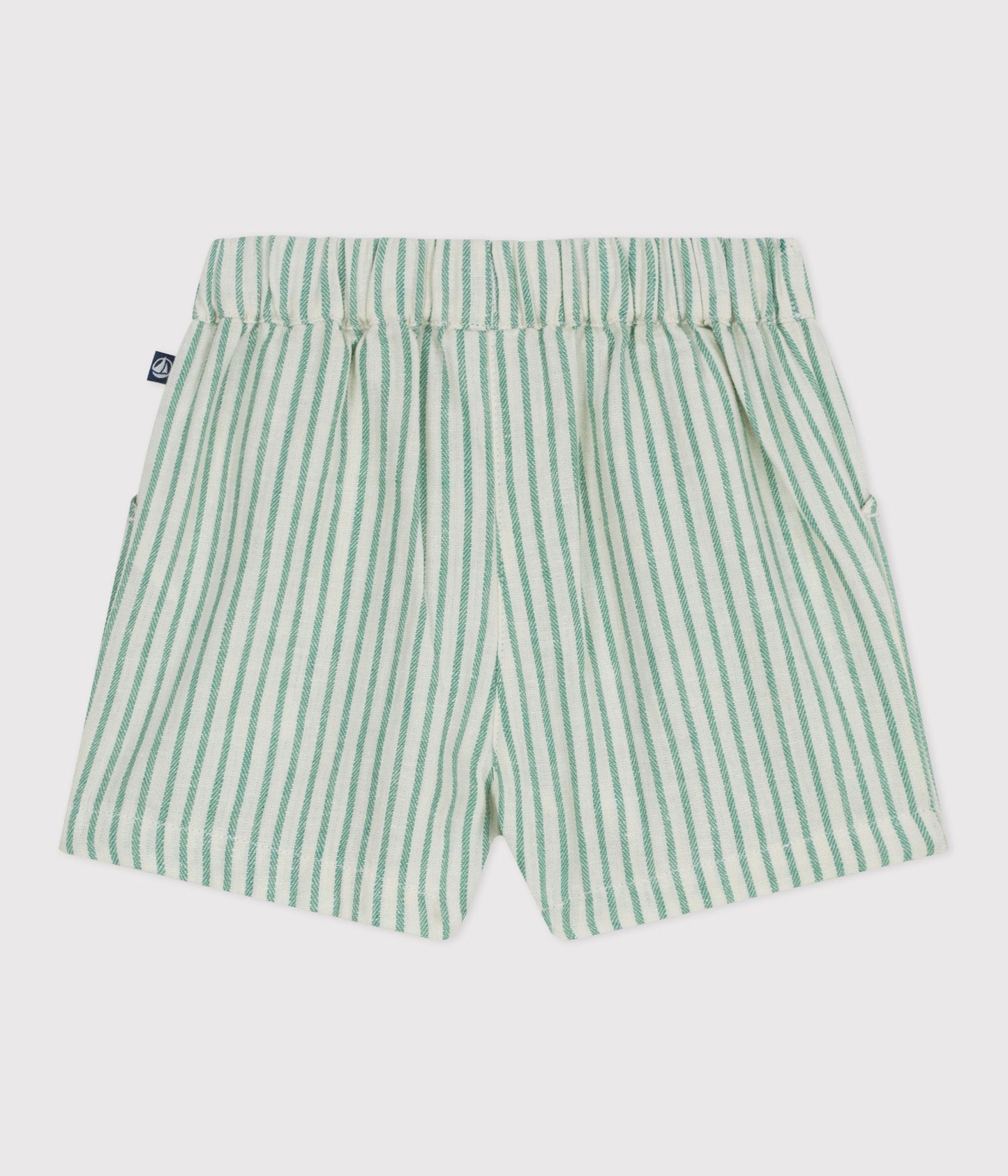 Bomuld/hør shorts til baby - grønne striber