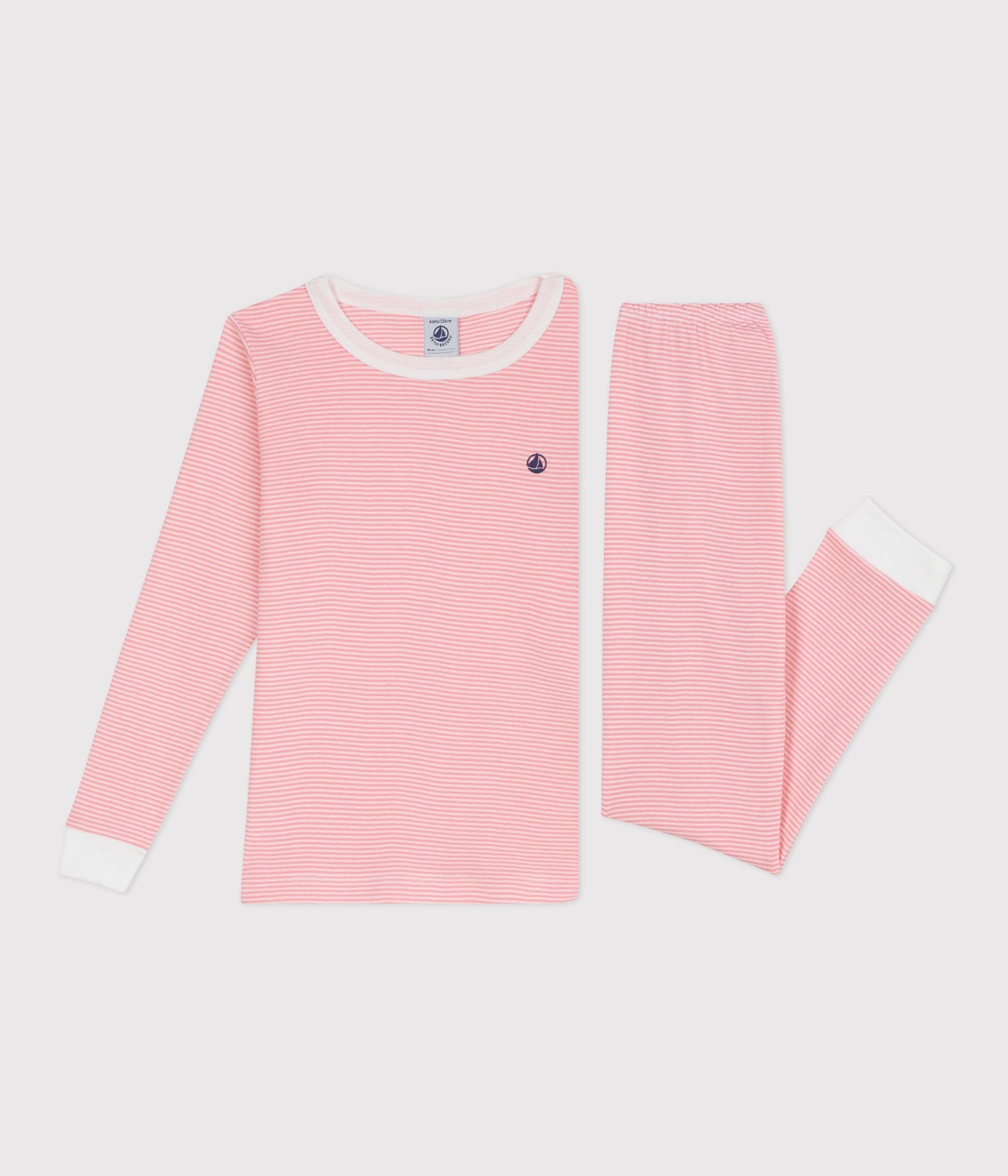 Langærmet pyjamas - Marshmallow/Lyserøde striber