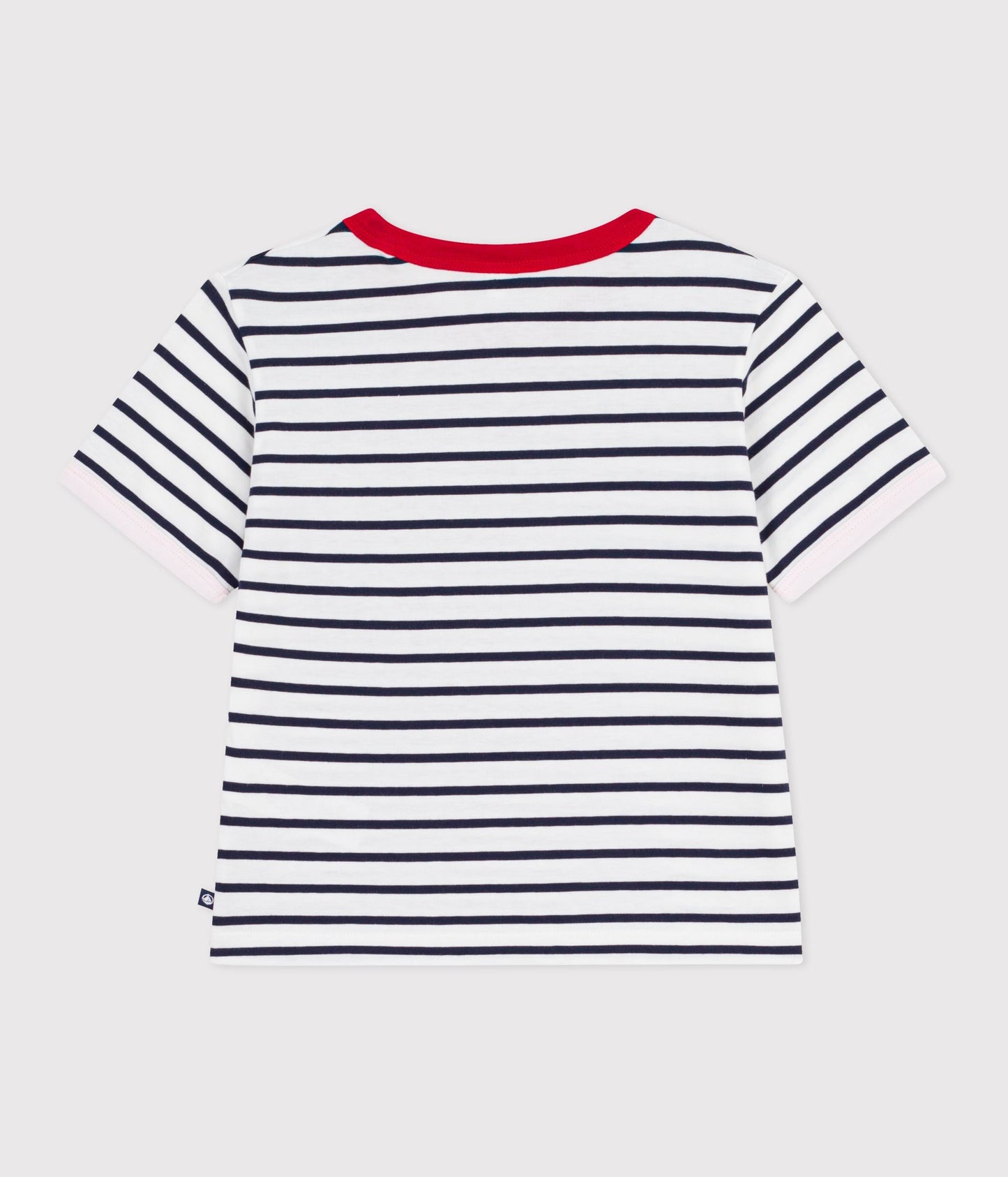 T-shirt med striber og rød krave til piger