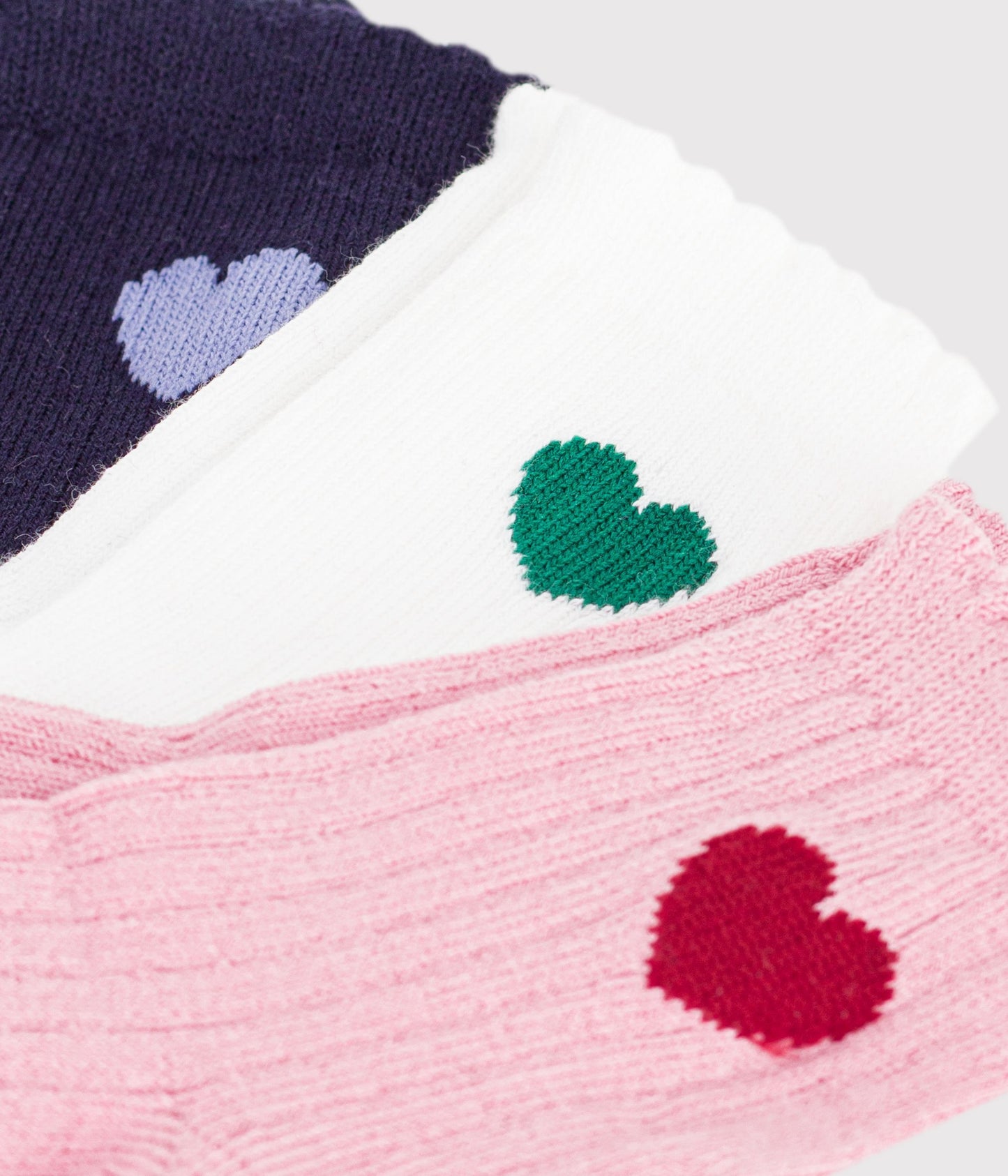 3-pak strømper med broderet hjerte til baby - Smoking/hvid/gammel rosa