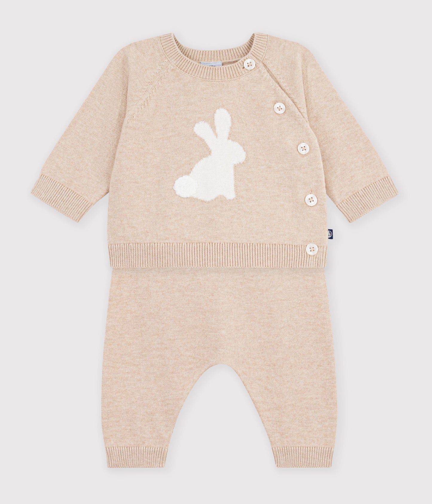 Cashmere og bomuldssæt til baby - Pain beige
