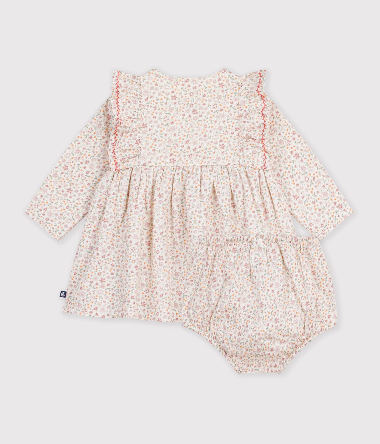 Floral printet kjole med bloomers - Milk/Multico