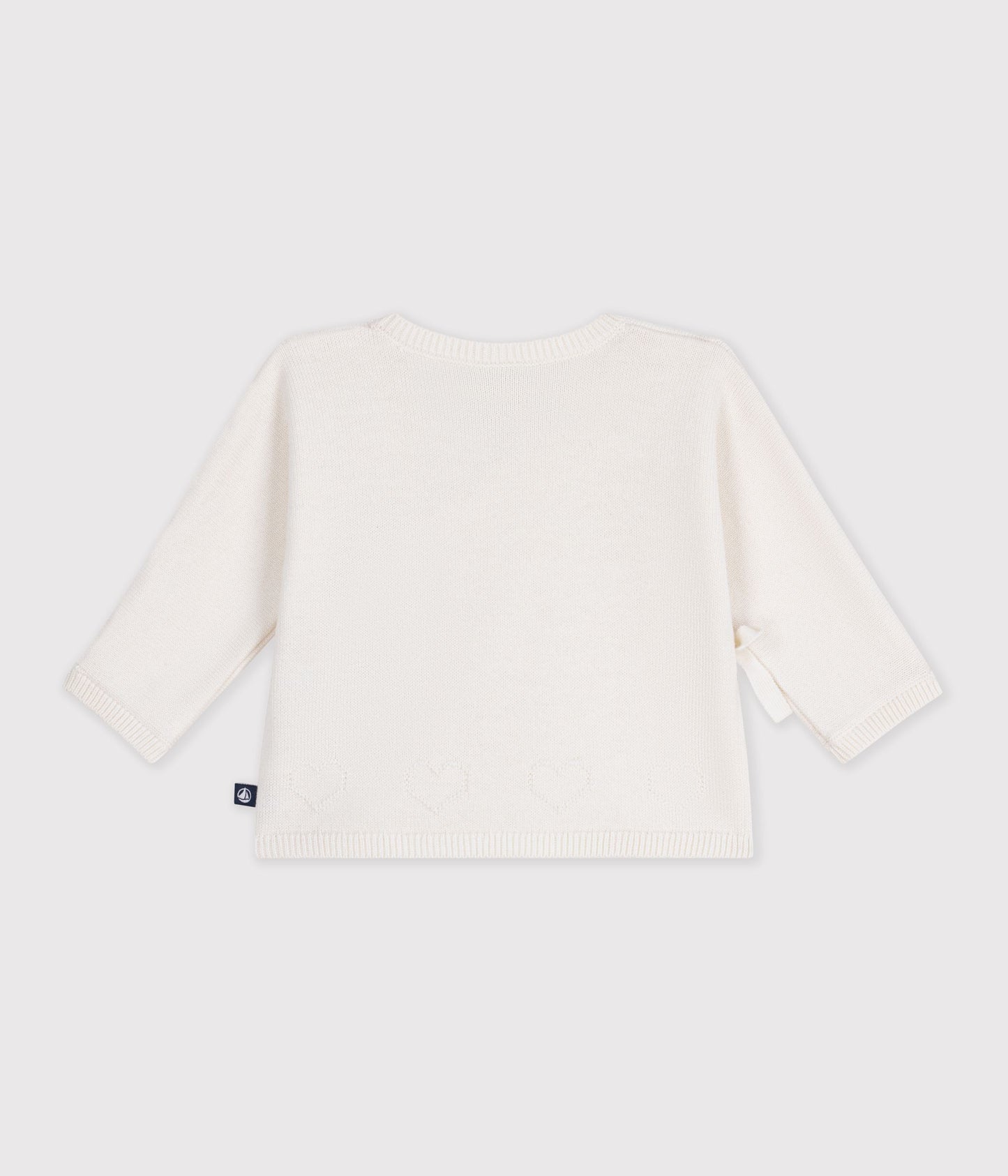 Wrapover cardigan i uld og bomuld - MARSHMALLOW