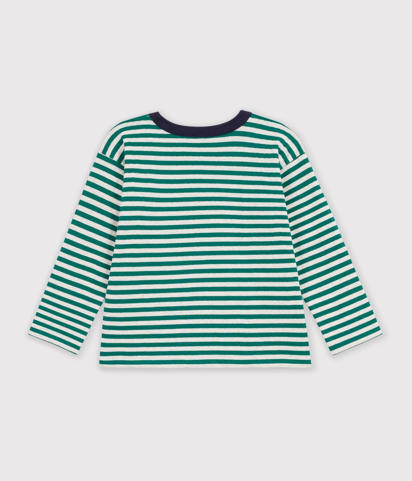 Langærmet stribet t-shirt - Evergreen/Montelimar