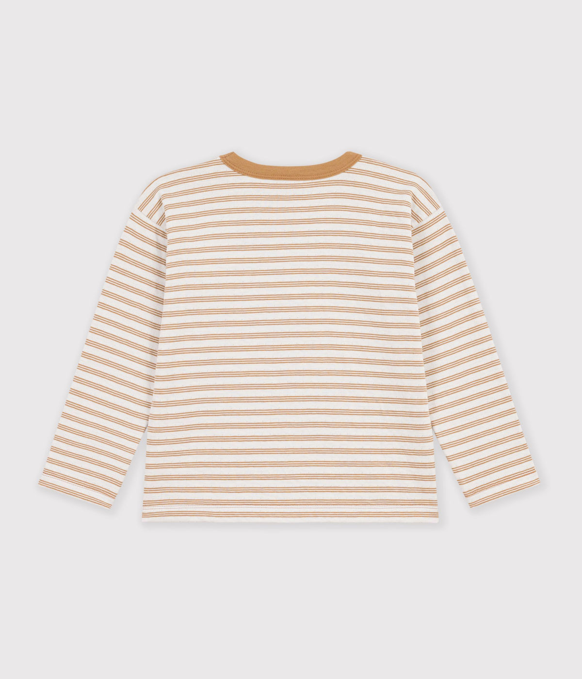 Langærmet stribet t-shirt - LATTE/MILK