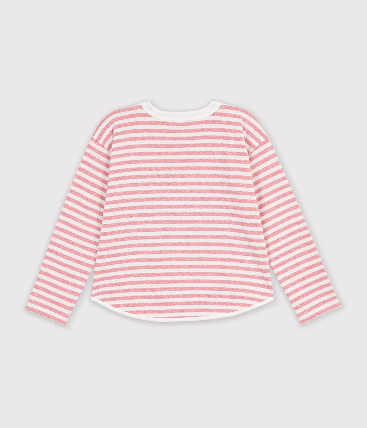 Langærmet stribet t-shirt - ROSE/MILK