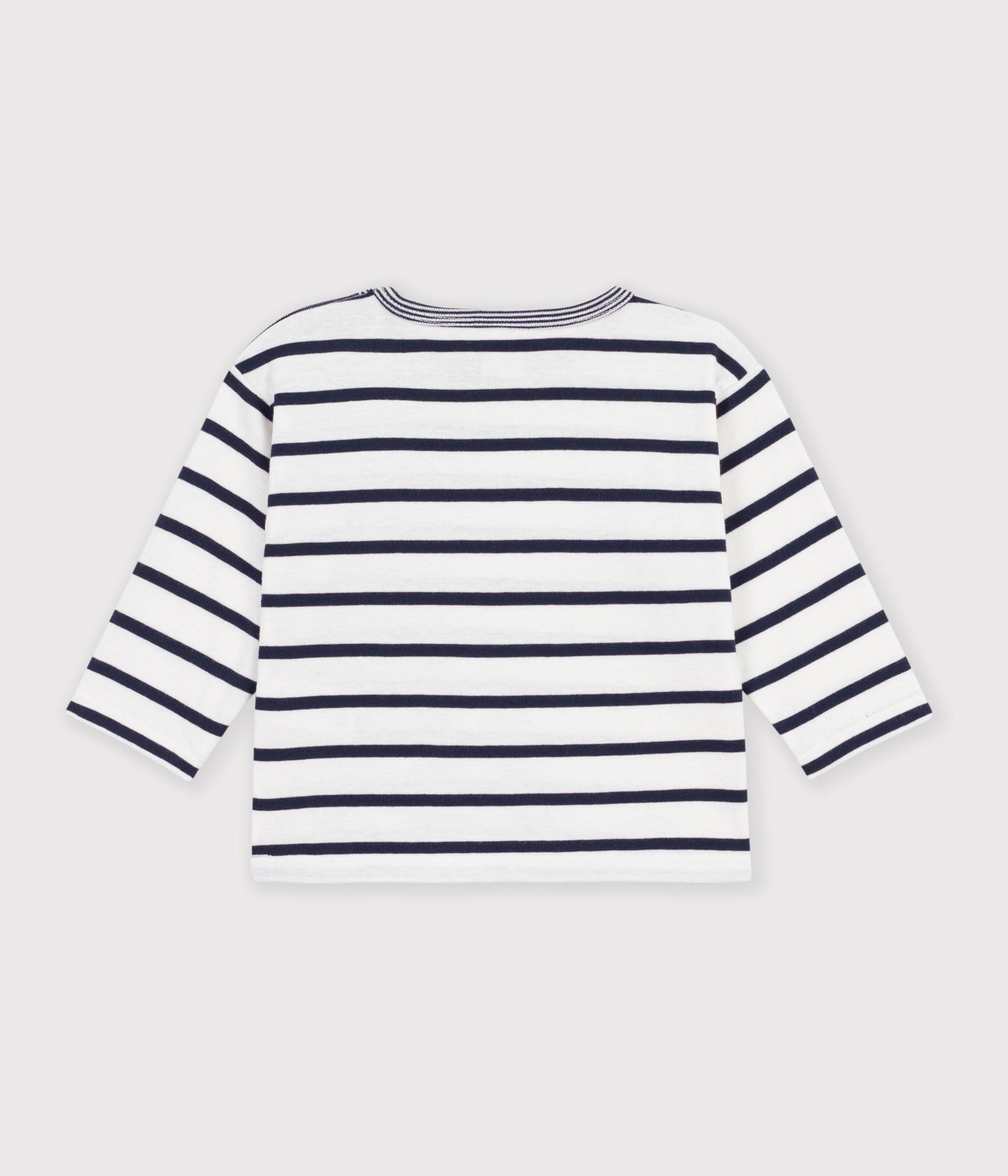 Langærmet t-shirt med striber - Marshmallow/Smoking