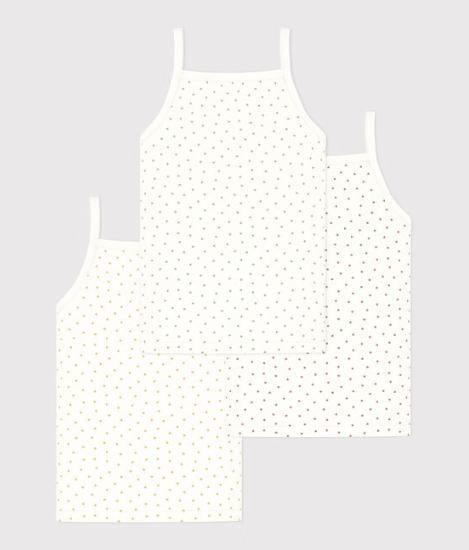 3-pak undertrøjer med fine stropper til piger med mini hjertemønster