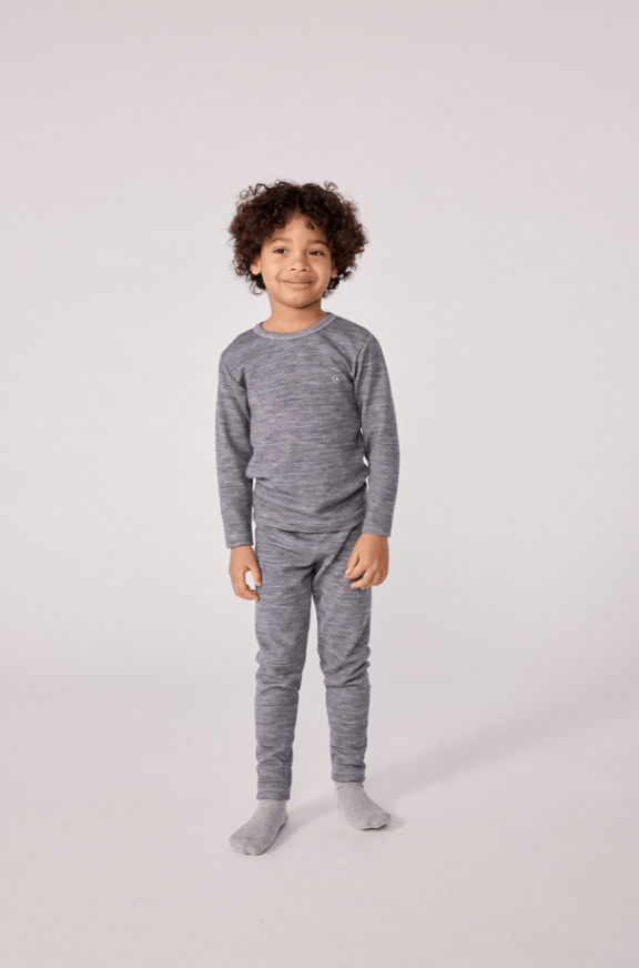 Leggings i uld og bomuld - grå stribet