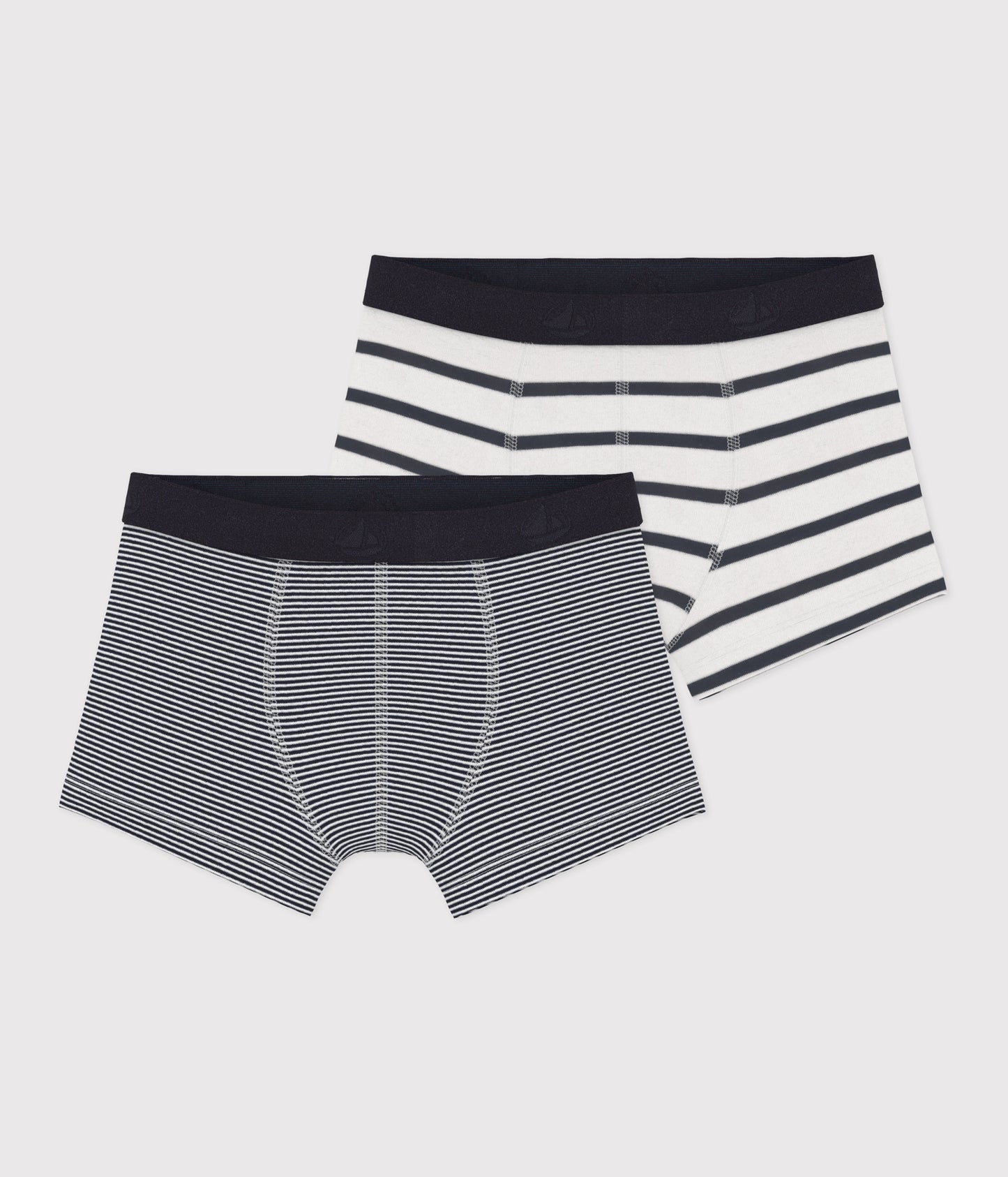 2-pak boxershorts i bomuld til drenge - mørkeblå striber