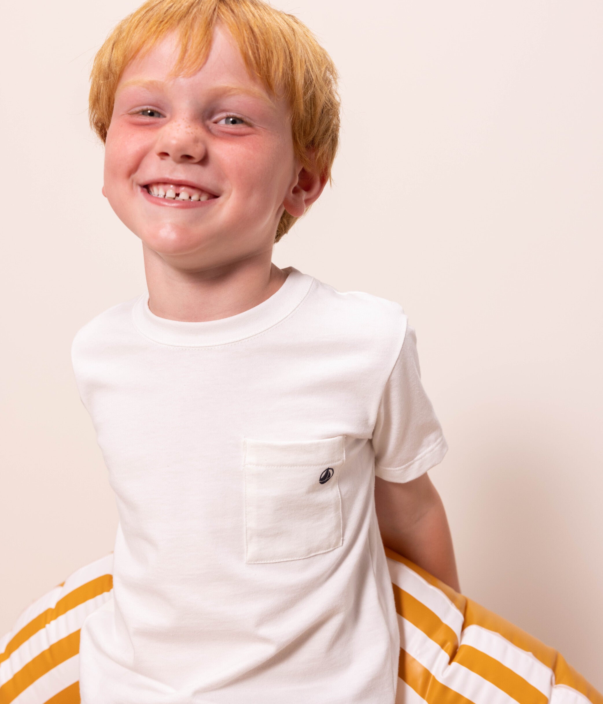 T-shirt i jersey med lomme til børn - hvid