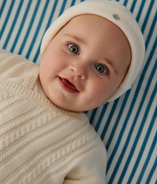 Hue i velour til baby - hvid