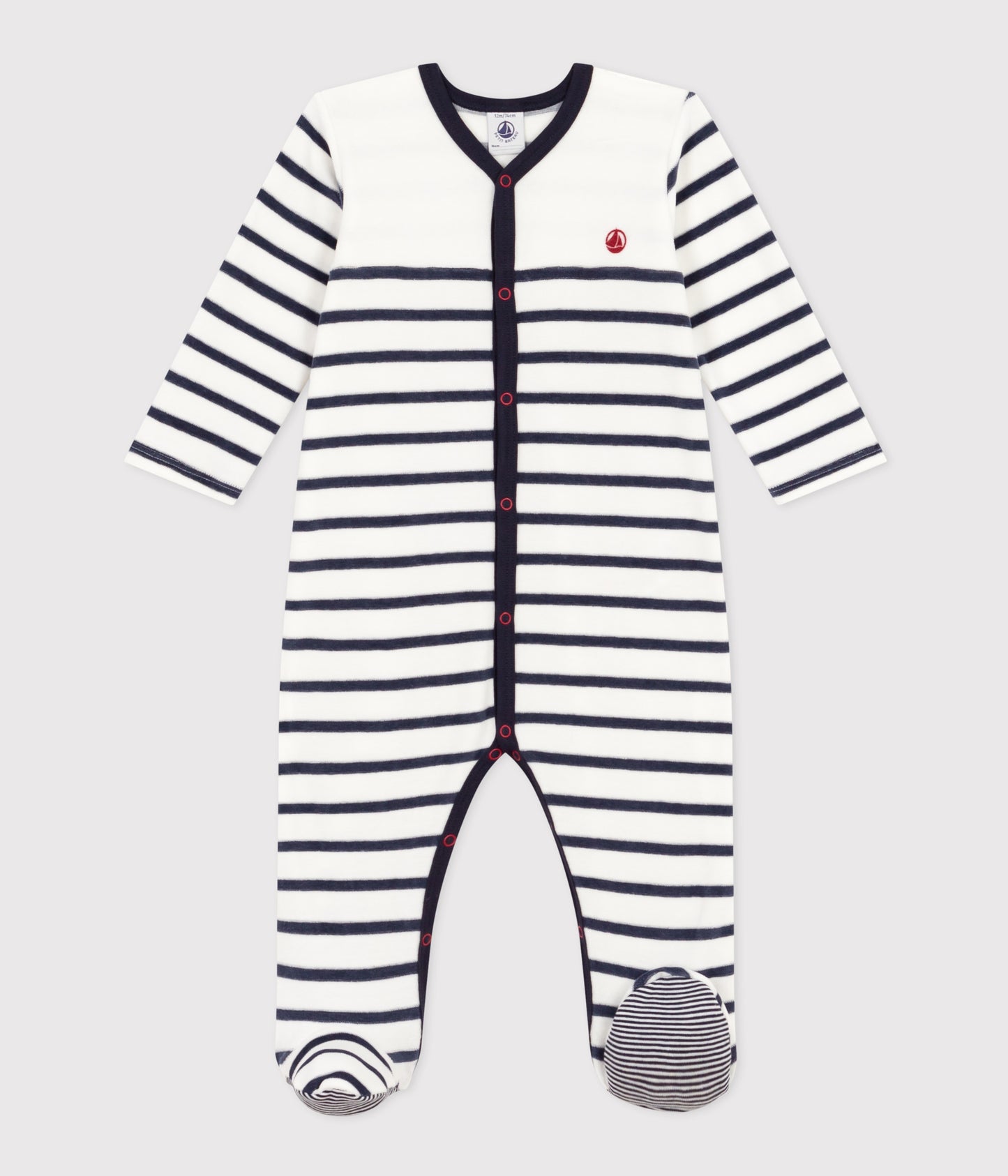 Pyjamas i velour til baby med striber