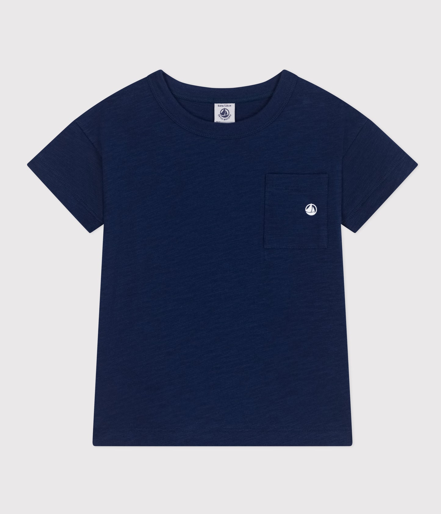 T-shirt i jersey med lomme til børn - mørkeblå