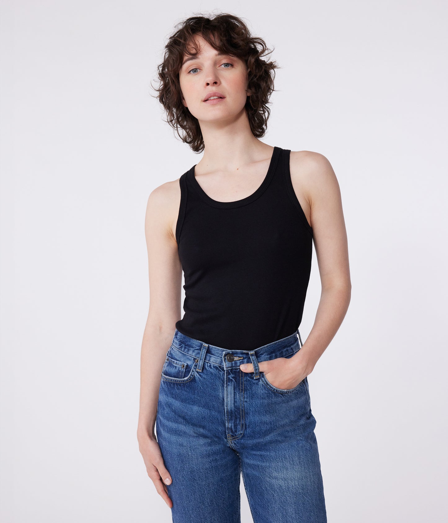 Tanktop i bomuld til kvinder - sort
