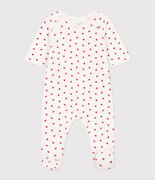Pyjamas i bomuld til baby med hjertemønster