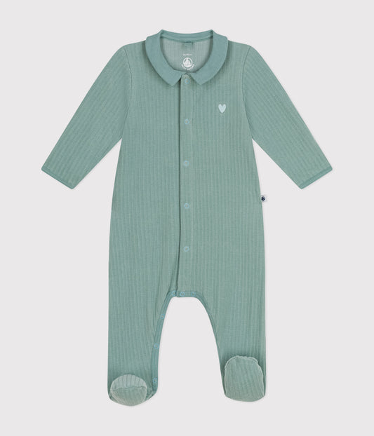 Pyjamas i velour til baby - grøn