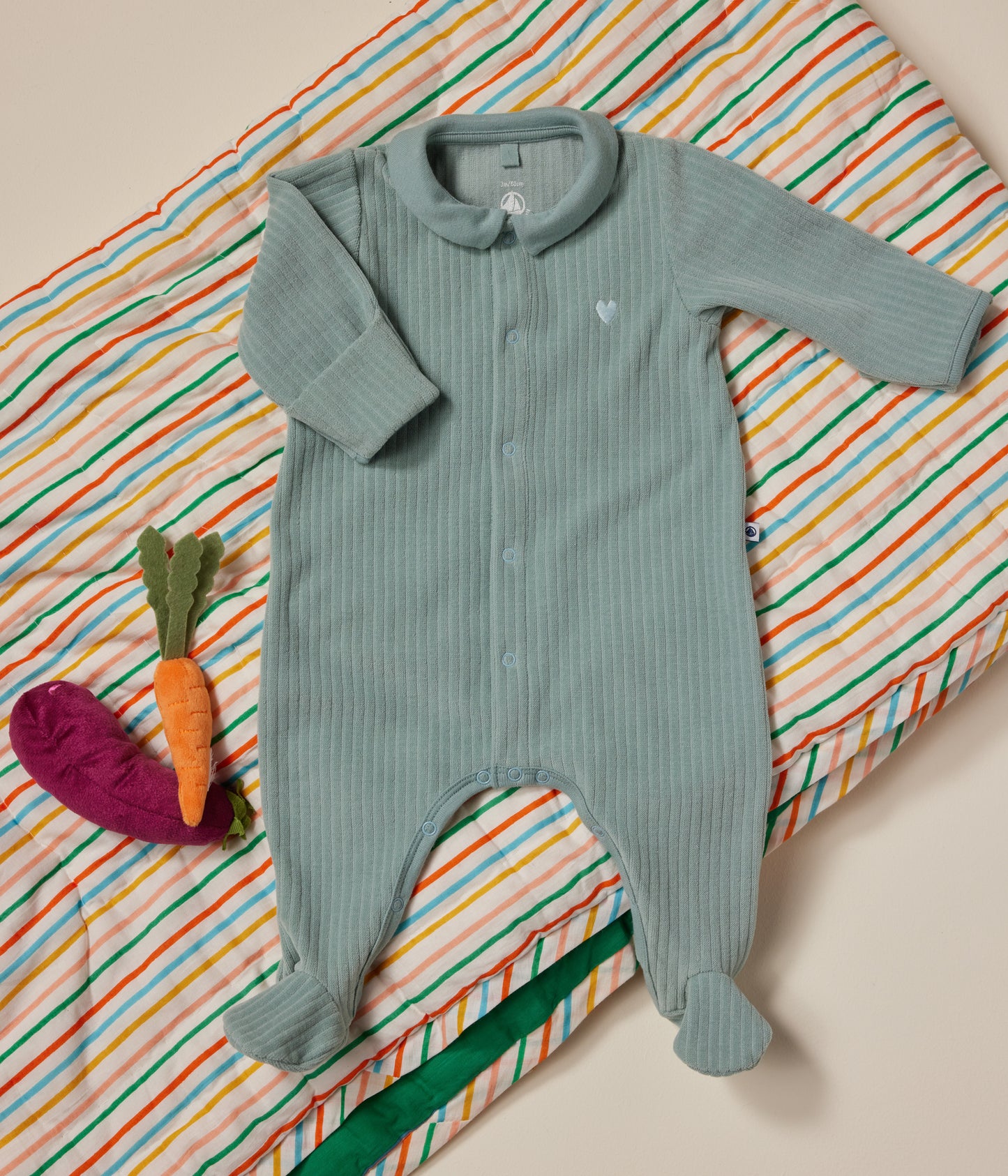 Pyjamas i velour til baby - grøn