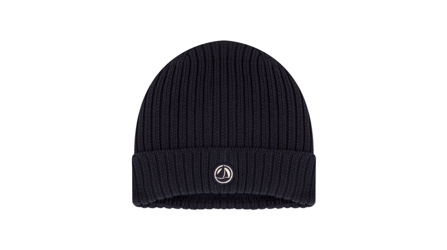 Strikhue med fleecefor til børn - mørkeblå