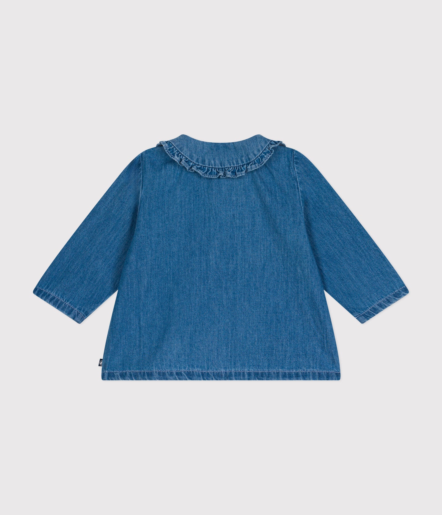 Denimskjorte til baby med flæsekrave