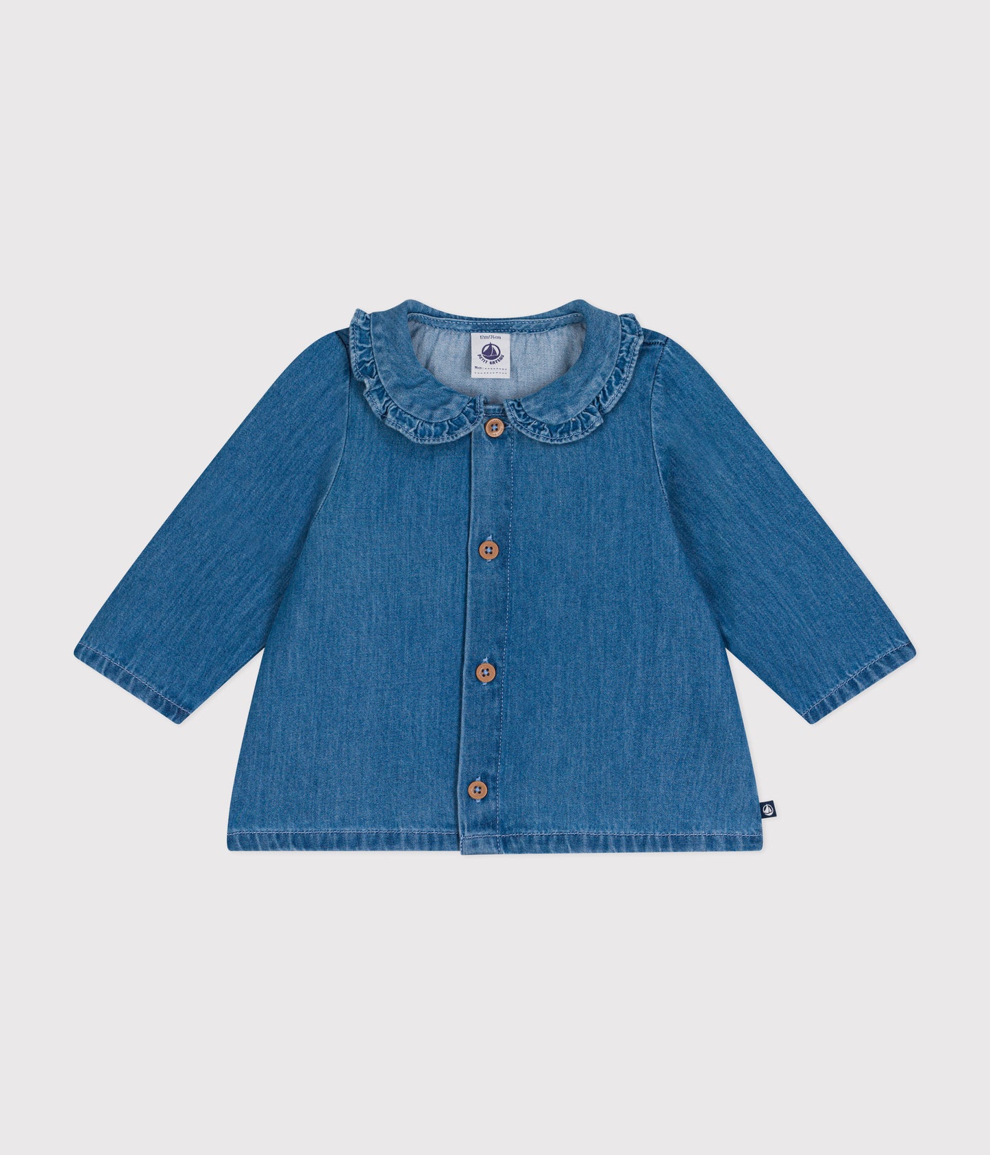 Denimskjorte til baby med flæsekrave