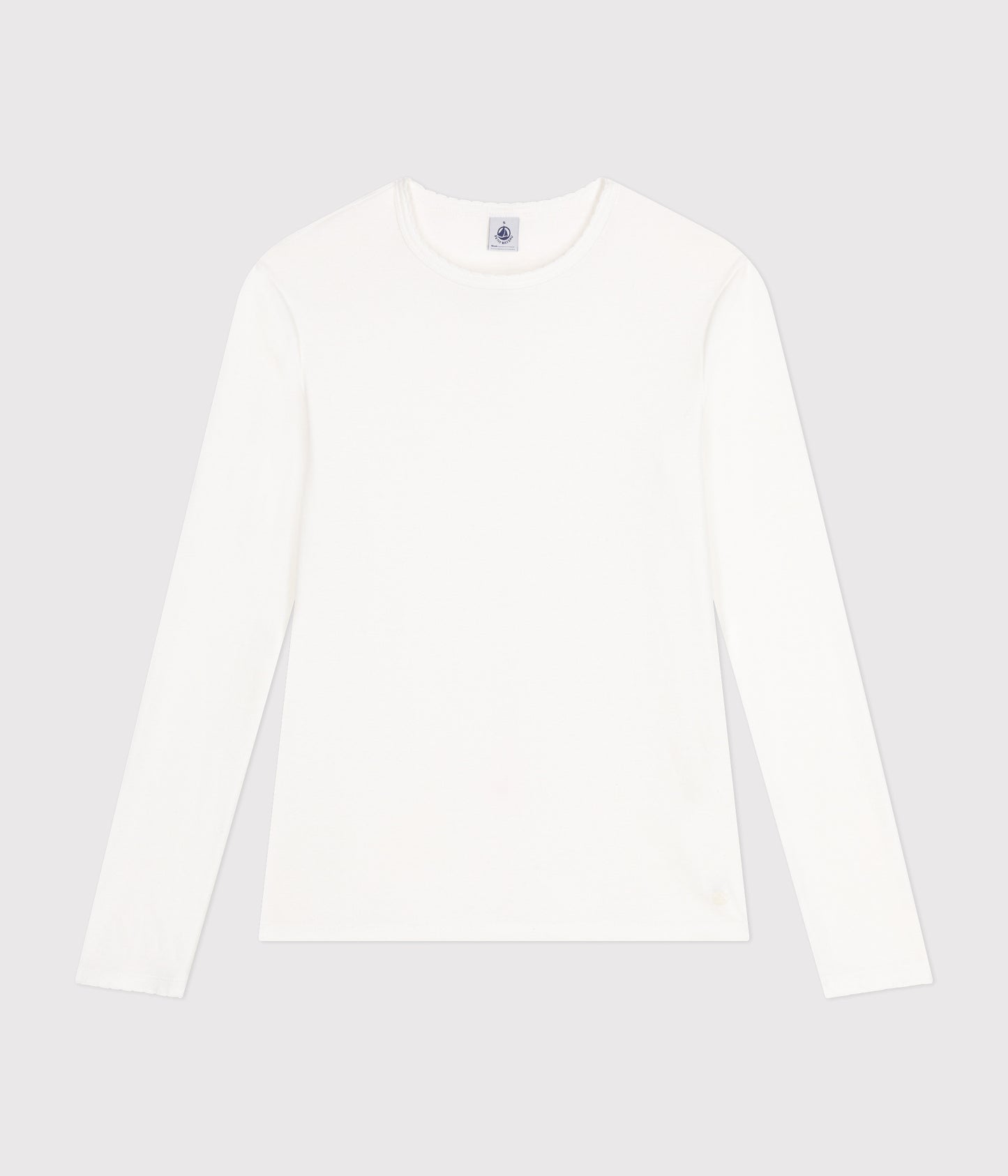 Langærmet T-shirt i bomuld til kvinder - hvid
