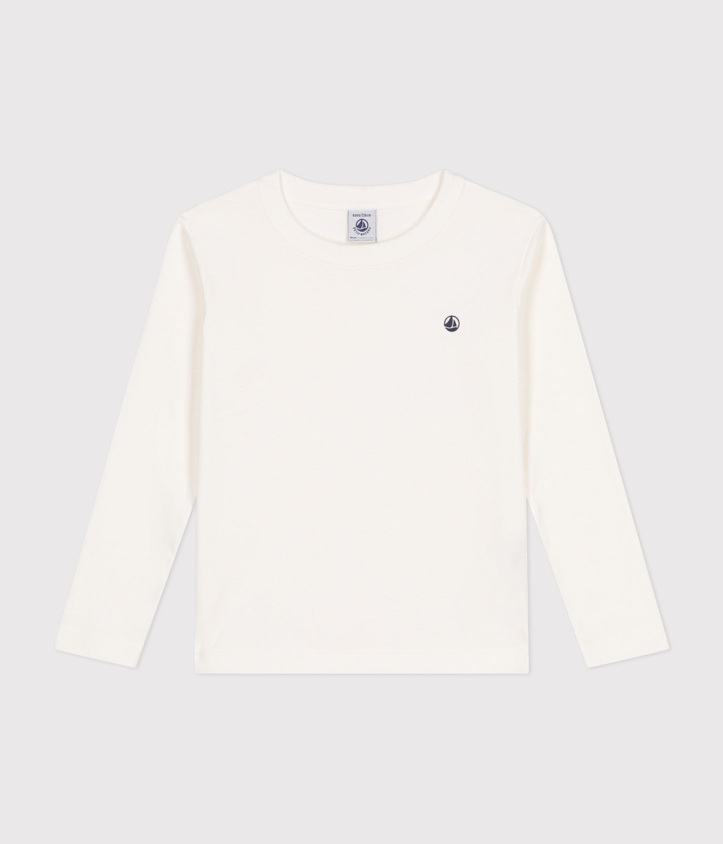 Langærmet t-shirt i hvid bomuld