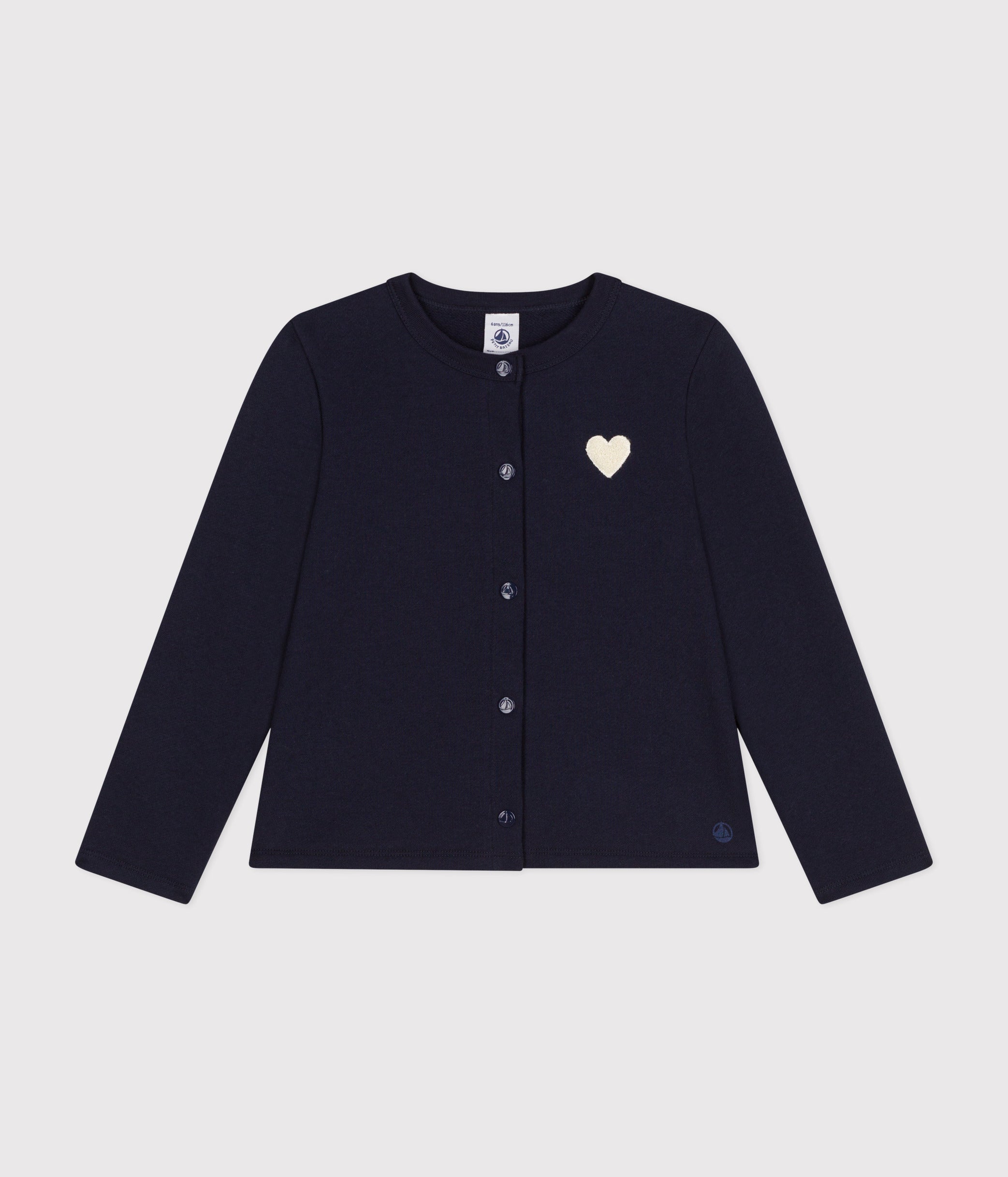 Cardigan med broderet hjerte til børn - mørkeblå