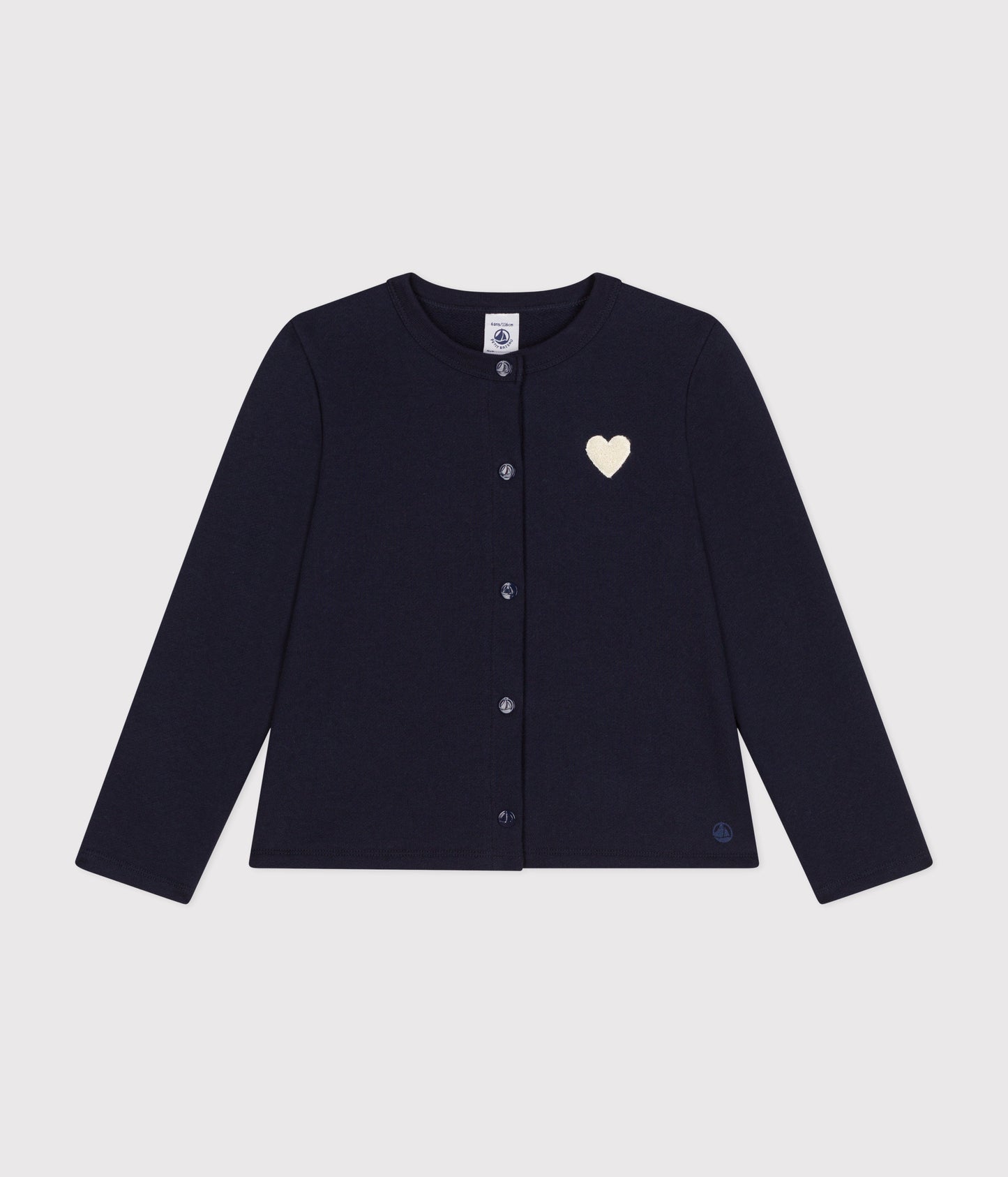 Cardigan med broderet hjerte til børn - mørkeblå