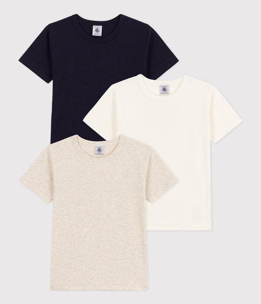 3-pak T-shirts i bomuld til drenge - ensfarvede