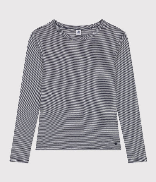 Langærmet t-shirt med striber til kvinder