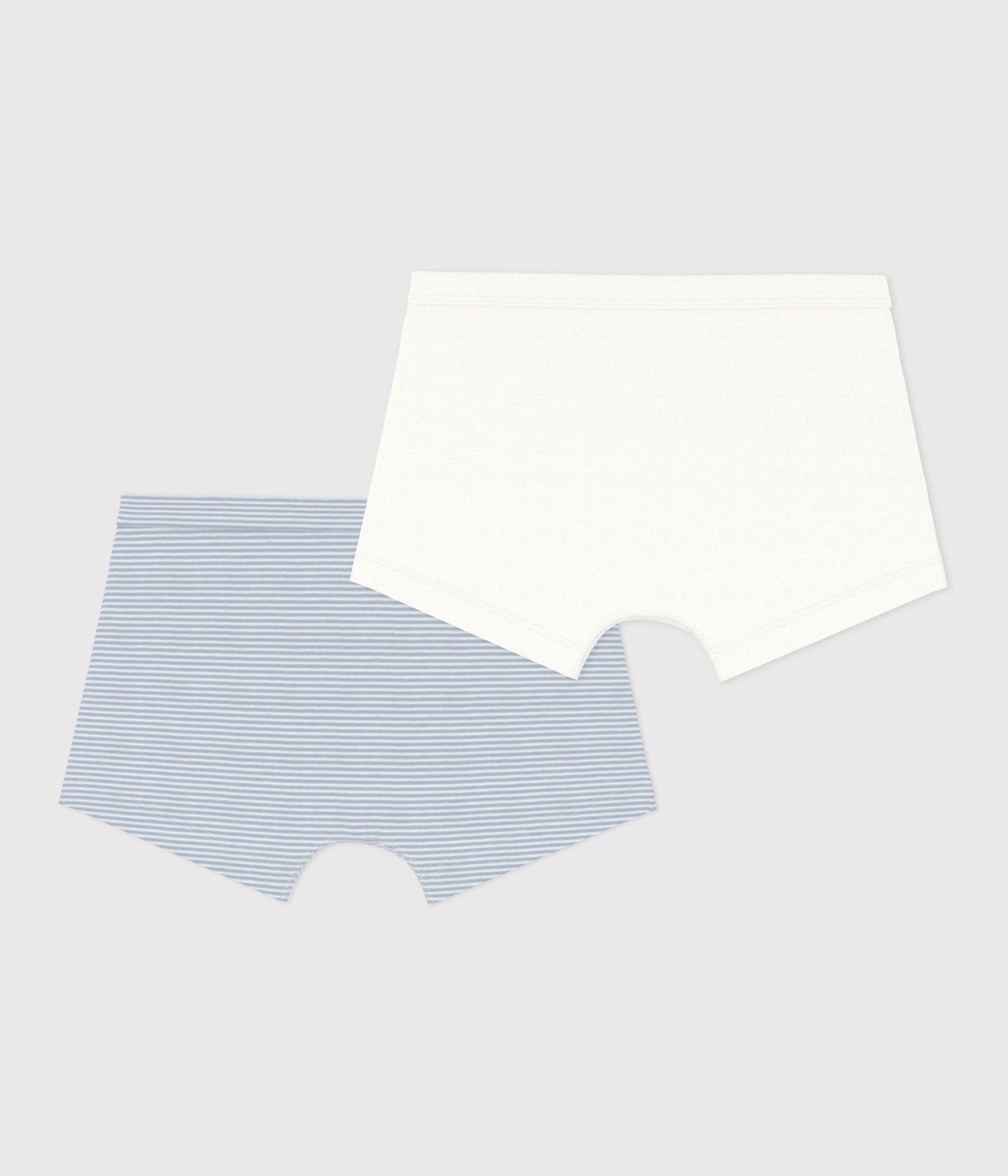 2-pak boxershorts i bomuld til drenge ensfarvet/lyseblå striber