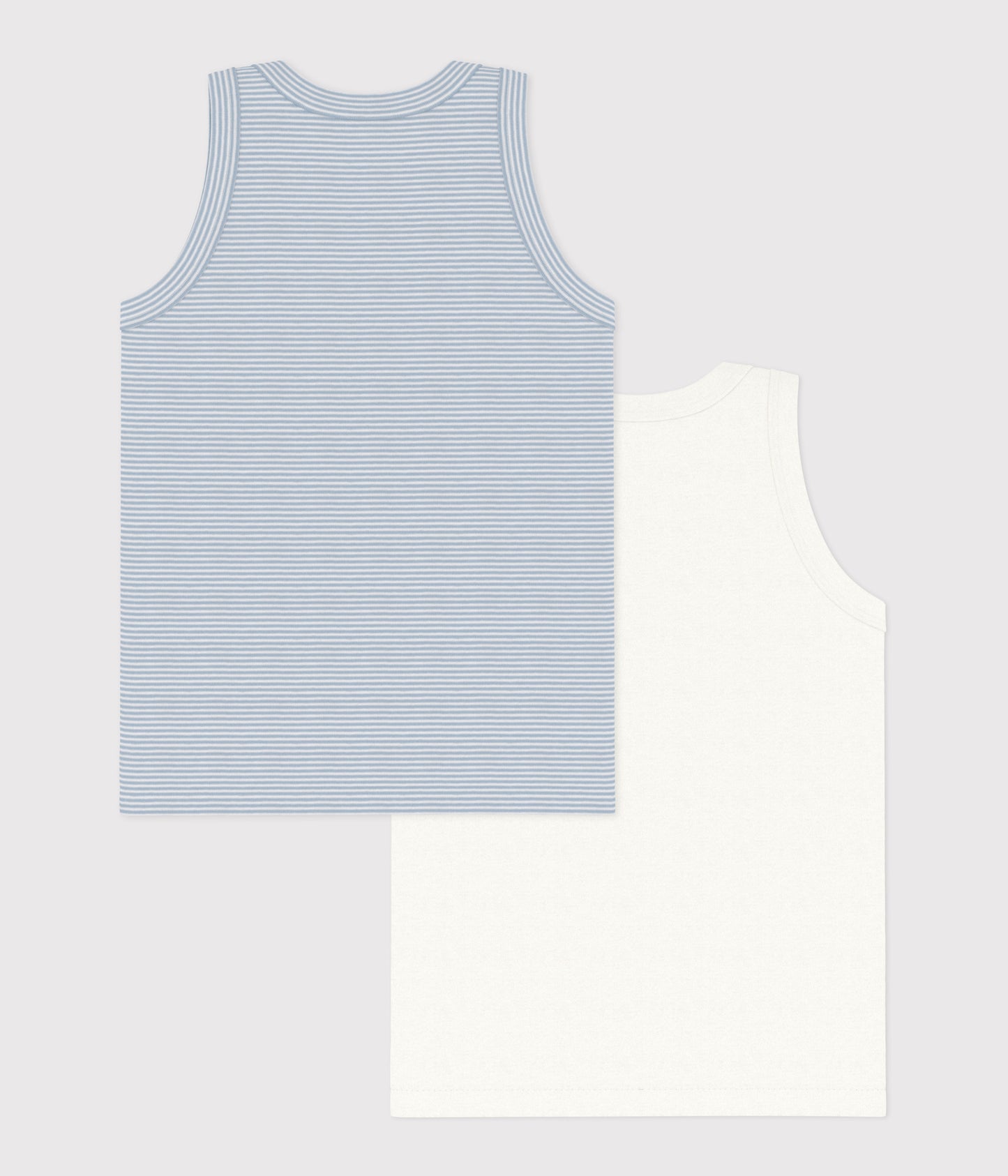 2-pak tanktops til drenge ensfarvet/lyseblå striber