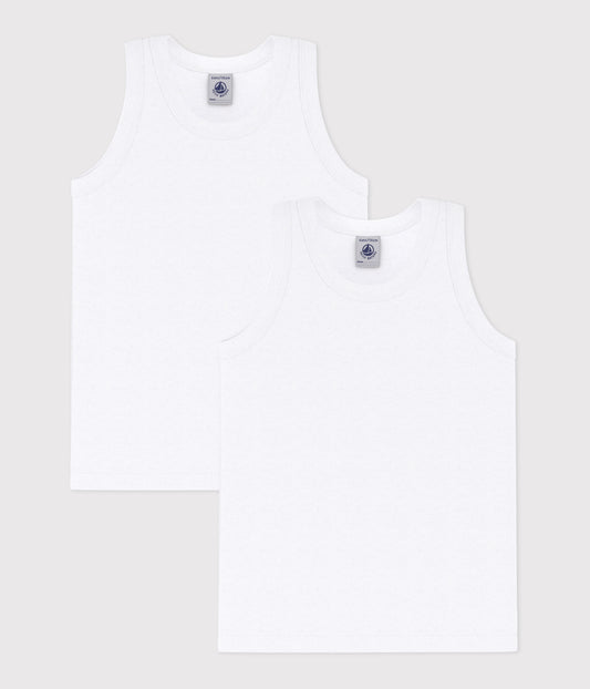 2-pak hvide tanktops til drenge