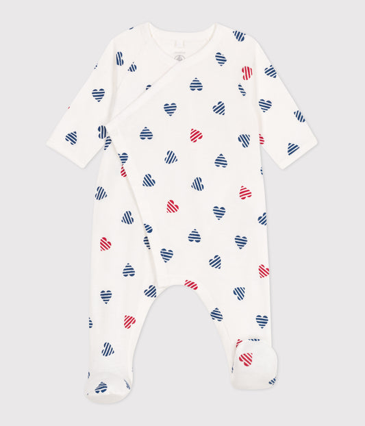 Pyjamas i bomuld til baby med stribede hjerter