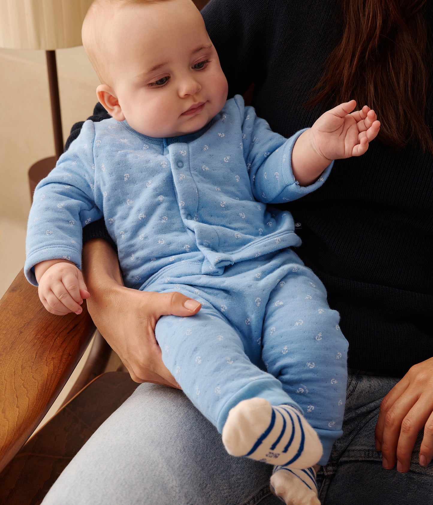 To-delt bomuldssæt til baby med anker