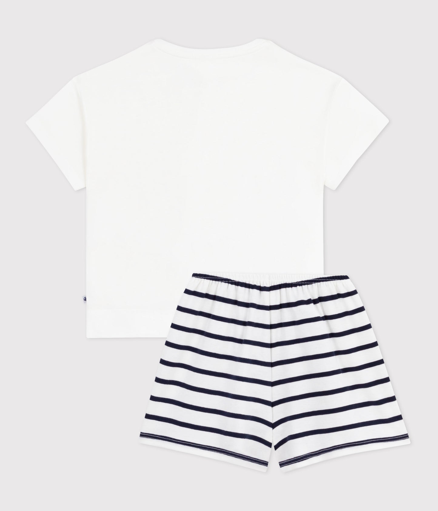 Kortærmet pyjamas med shorts i bomuld og striber/rødt hjerte til børn