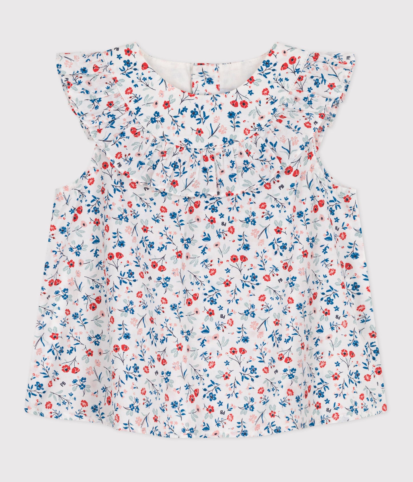 Kortærmet bomuldsbluse til baby med blomsterprint