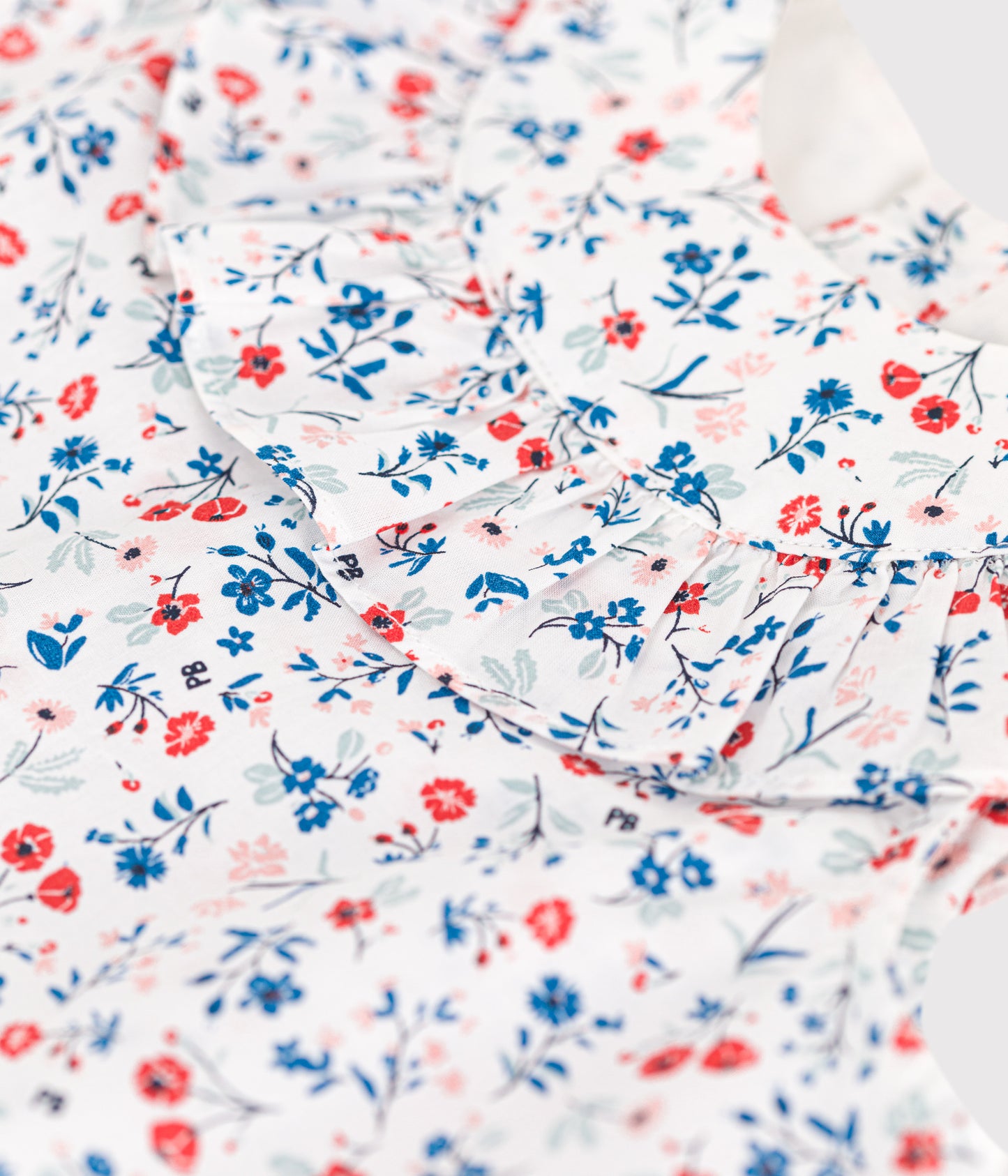 Kortærmet bomuldsbluse til baby med blomsterprint