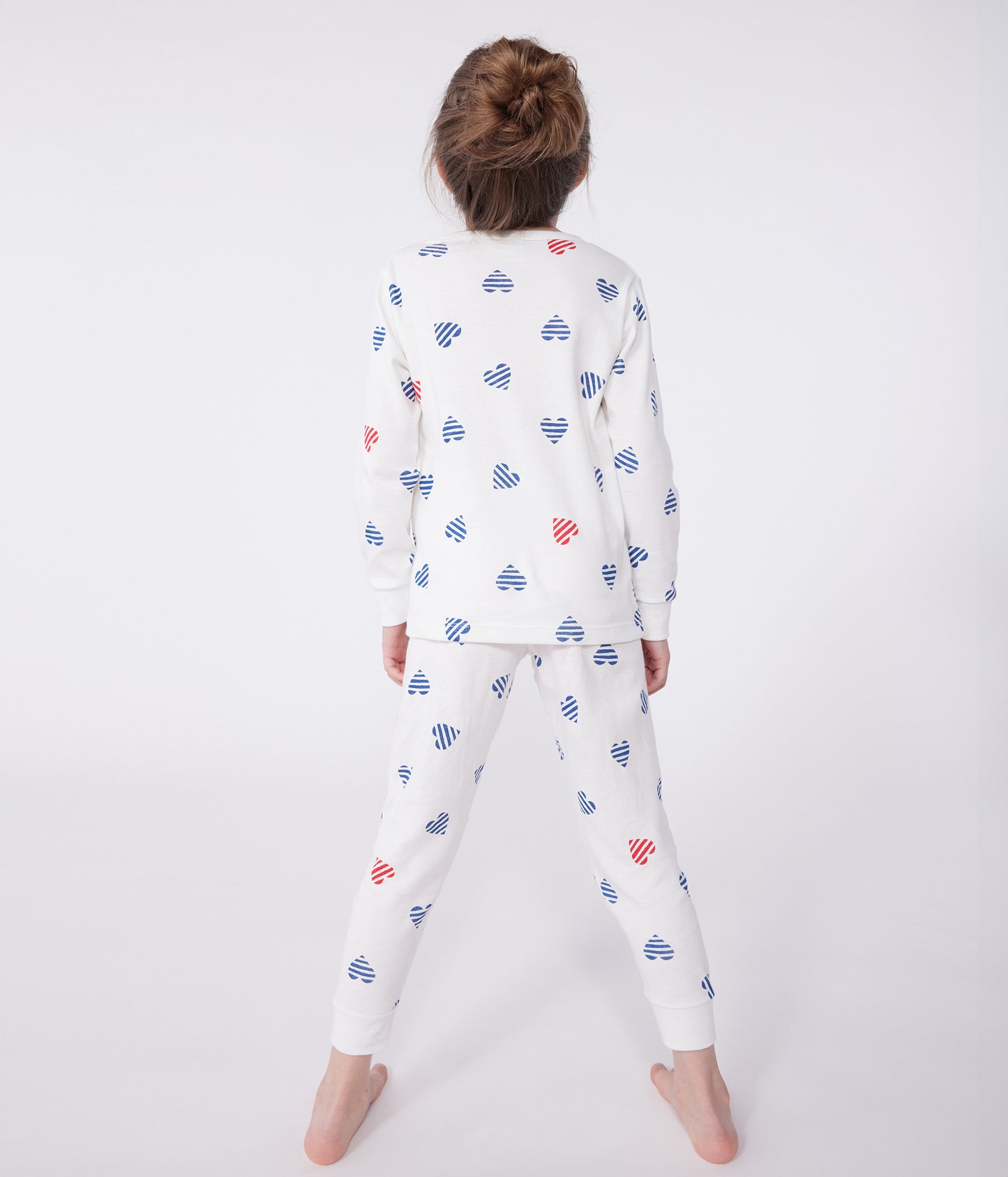 Langærmet pyjamas i bomuld til børn med stribede hjerter