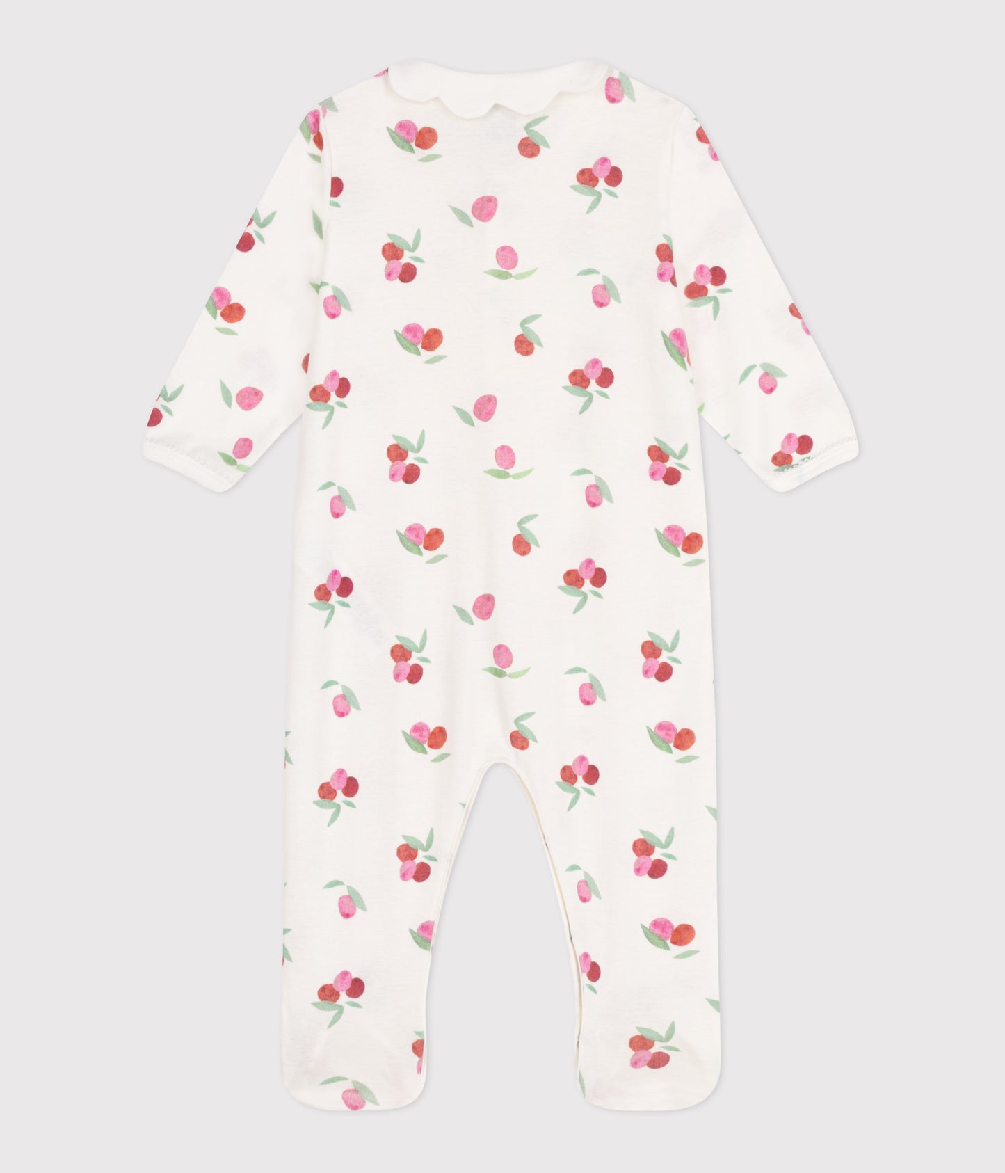 Pyjamas i bomuld til baby med krave og frugtblade