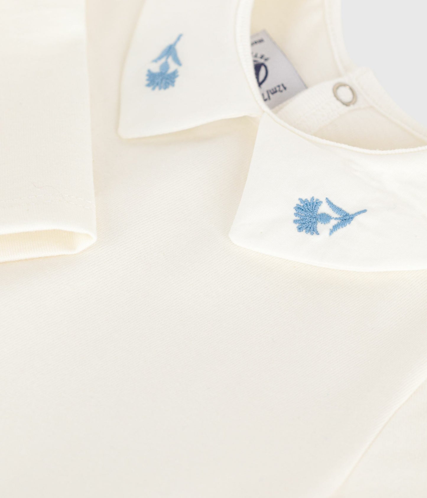 Langærmet bomuldsbluse til baby med broderet krave