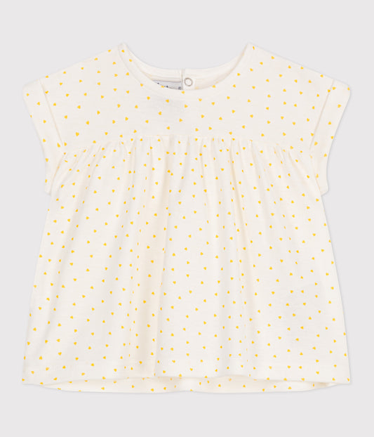 Kortærmet bluse til baby med mini-hjerteprint
