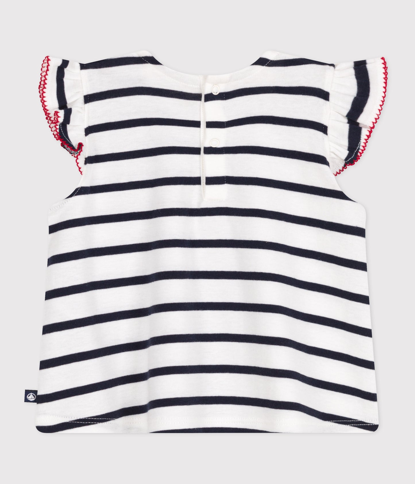 T-shirt med striber og flæseærme til baby