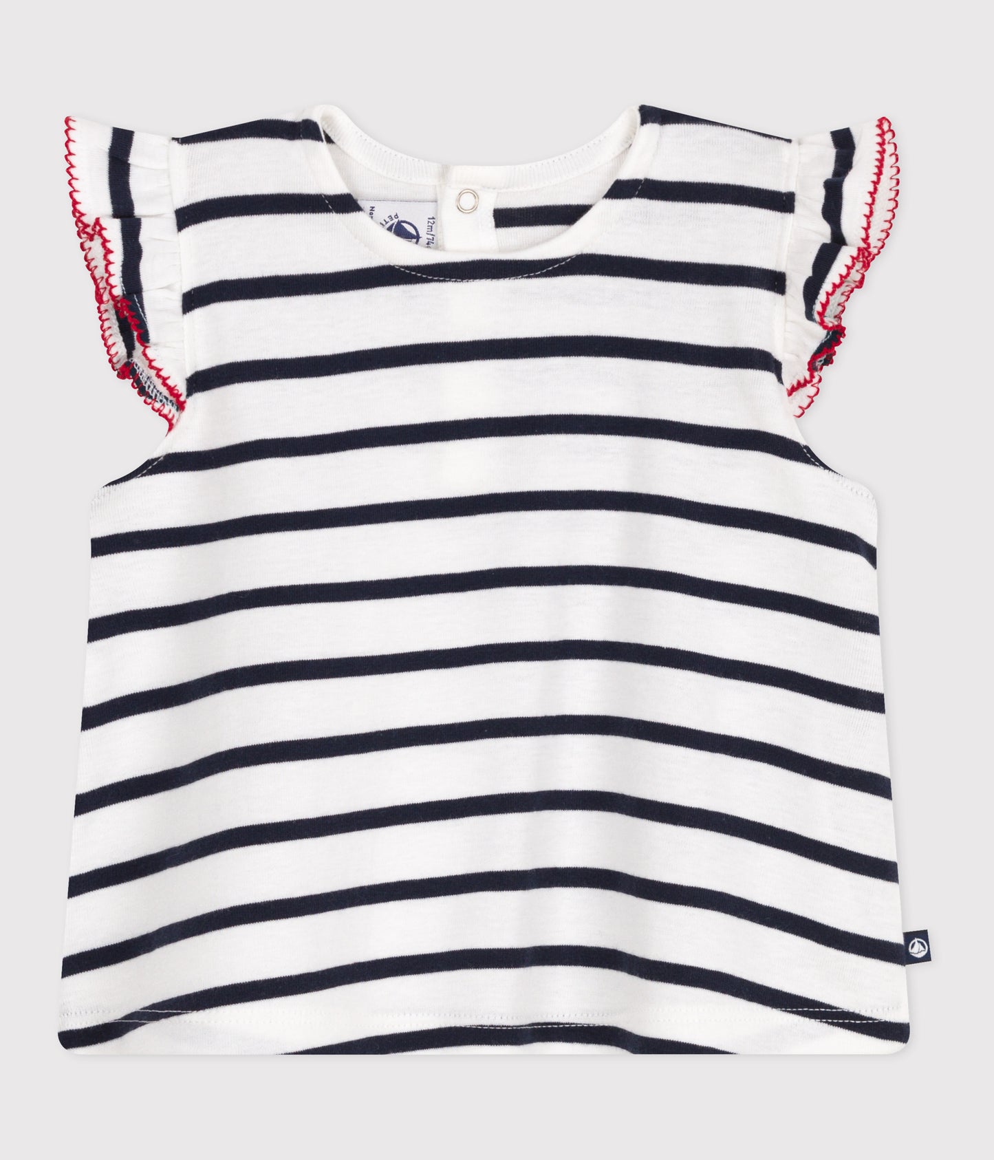T-shirt med striber og flæseærme til baby