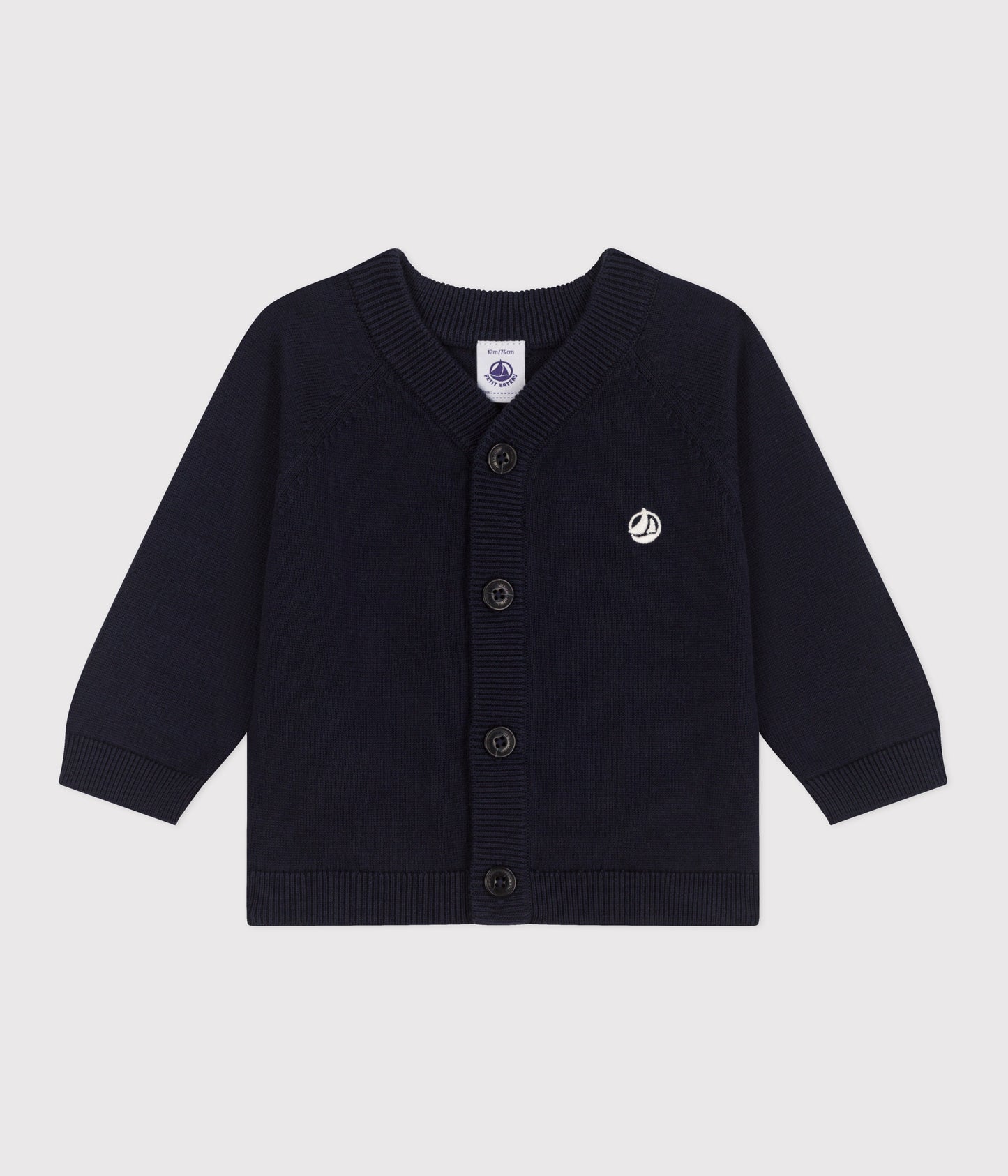 Strik cardigan til baby - mørkeblå