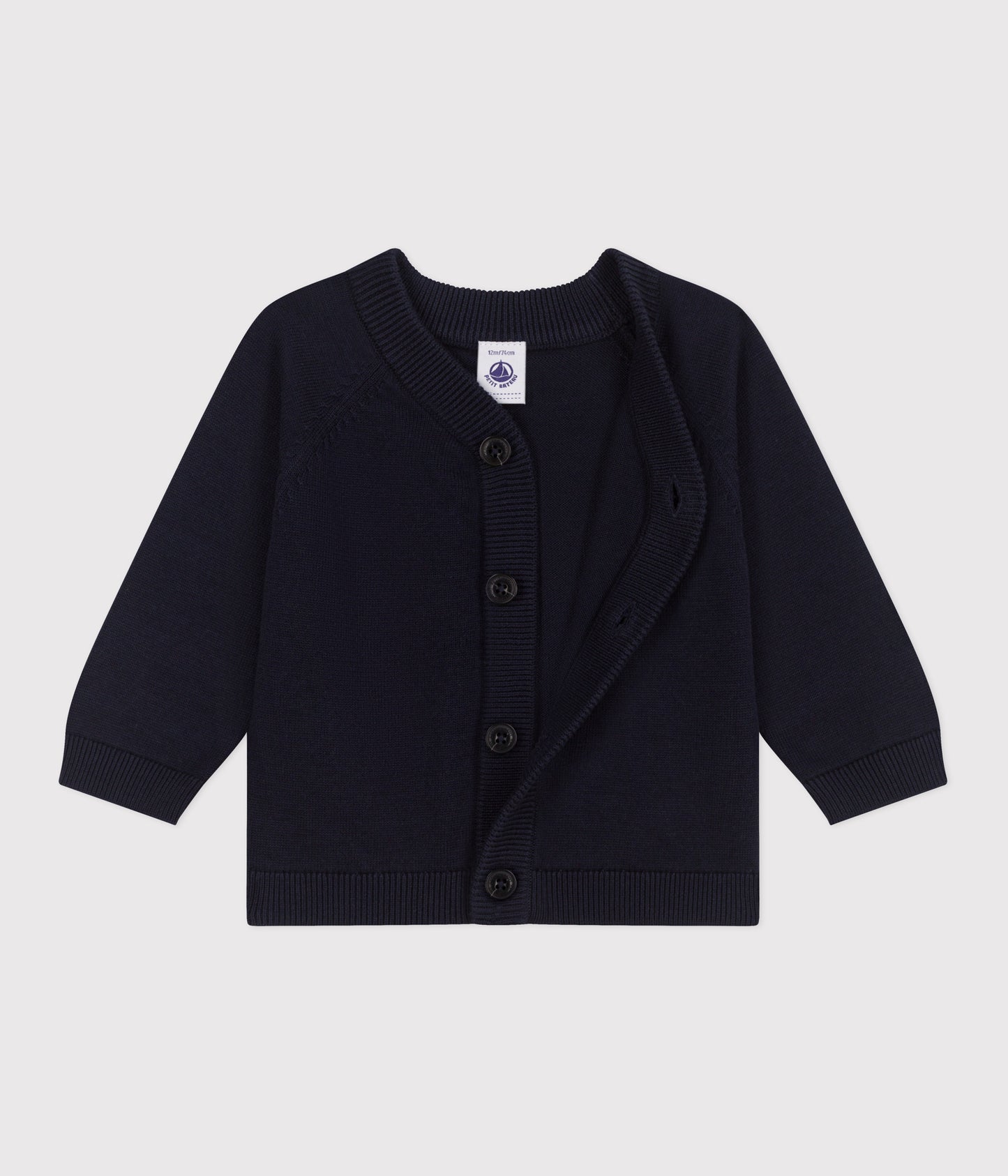 Strik cardigan til baby - mørkeblå