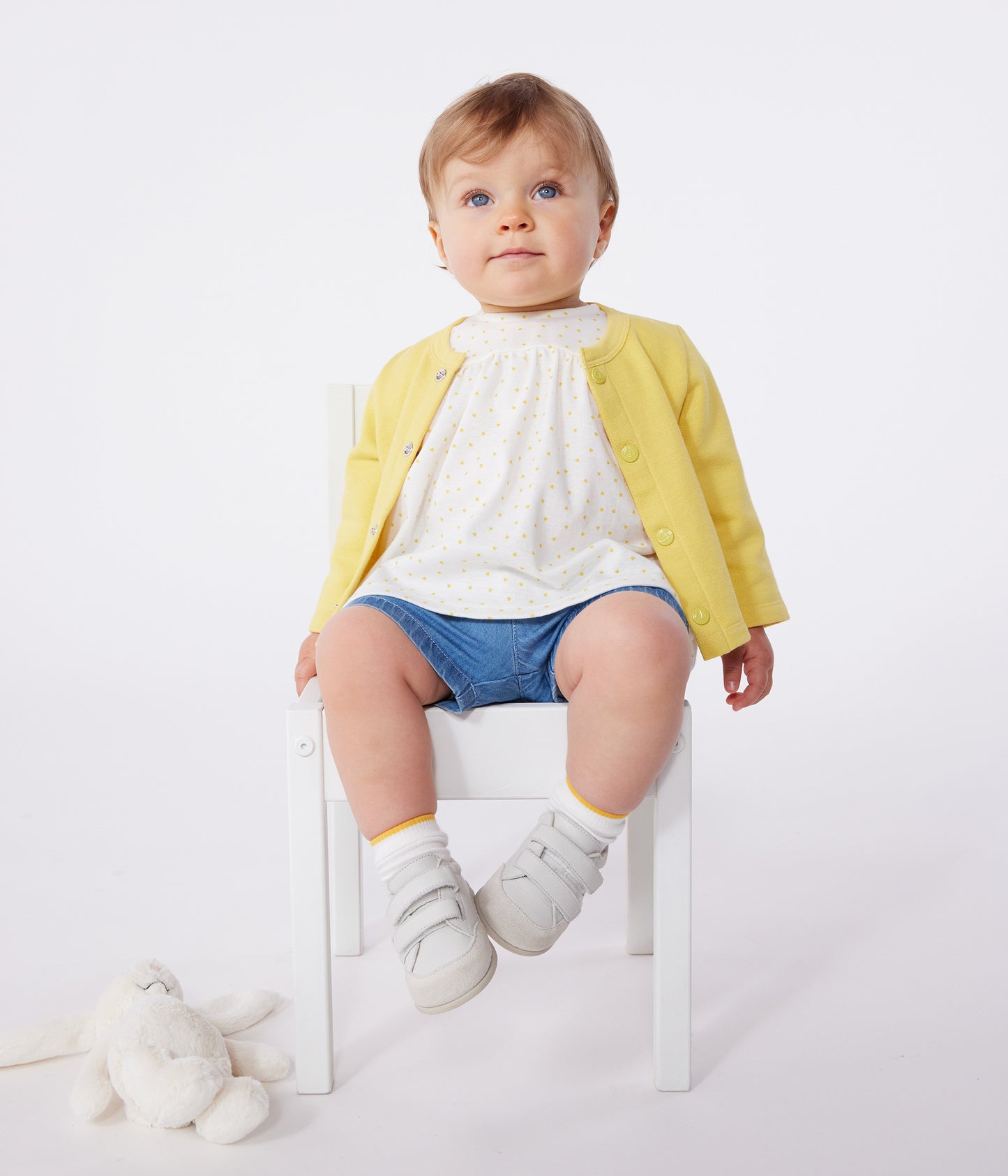 Kortærmet bluse til baby med mini-hjerteprint