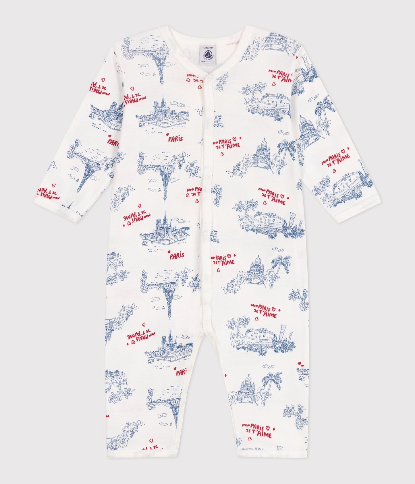 Pyjamas uden fødder til baby med Paris motiv